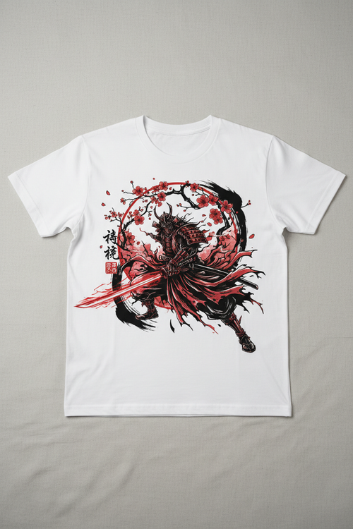 Samurai Anime White T-Shirt